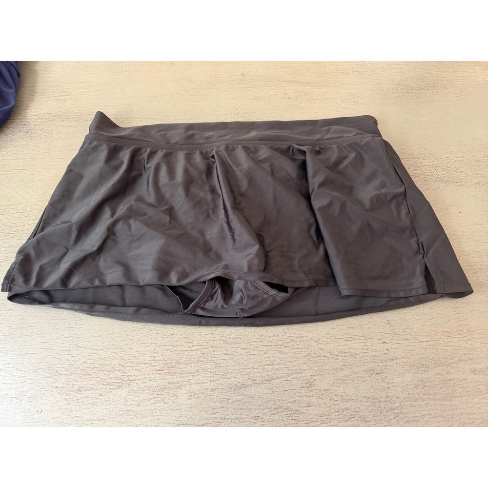 Lands End Womens Black Swim Skirt Built-in Brief Plus Size 18W 2X Swim Bottom